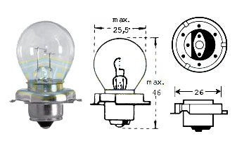 Polttimo 12v 15w P26s