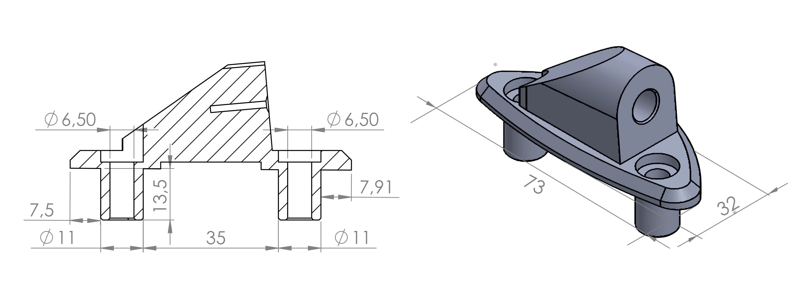 Puig Adapter Left Side For Fairing Daytona 675