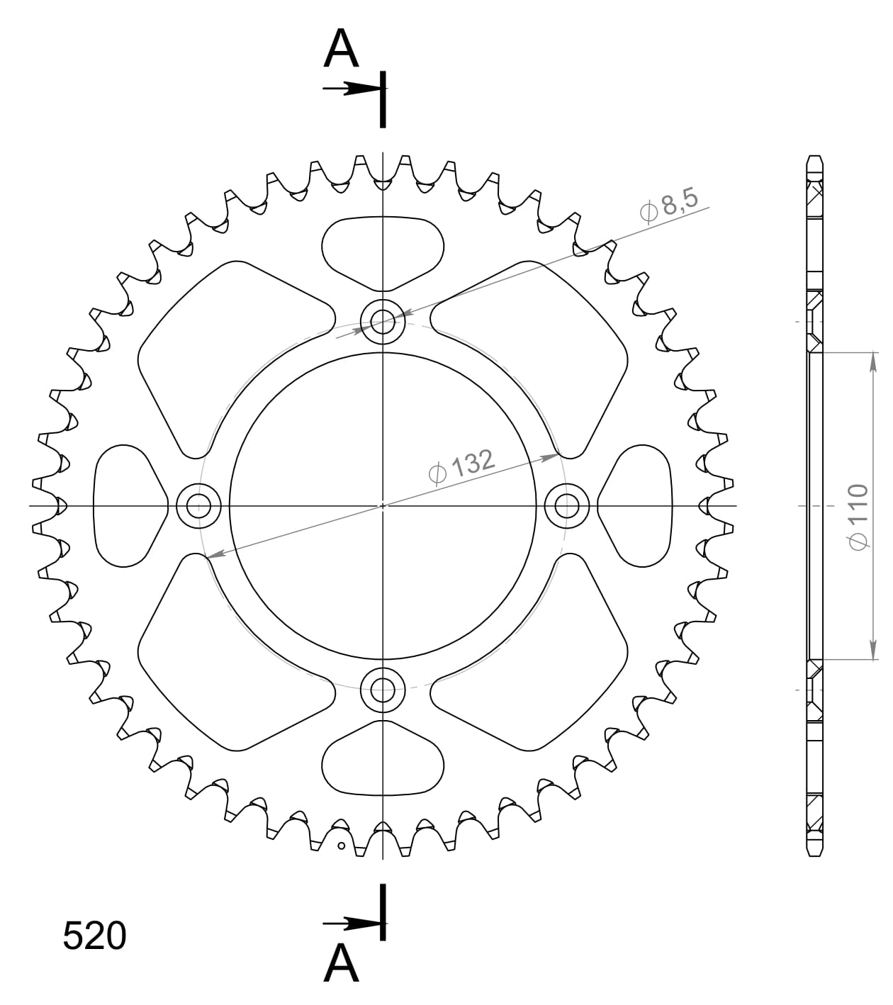 Supersprox Alumiini takaratas RAL-720:48 Musta