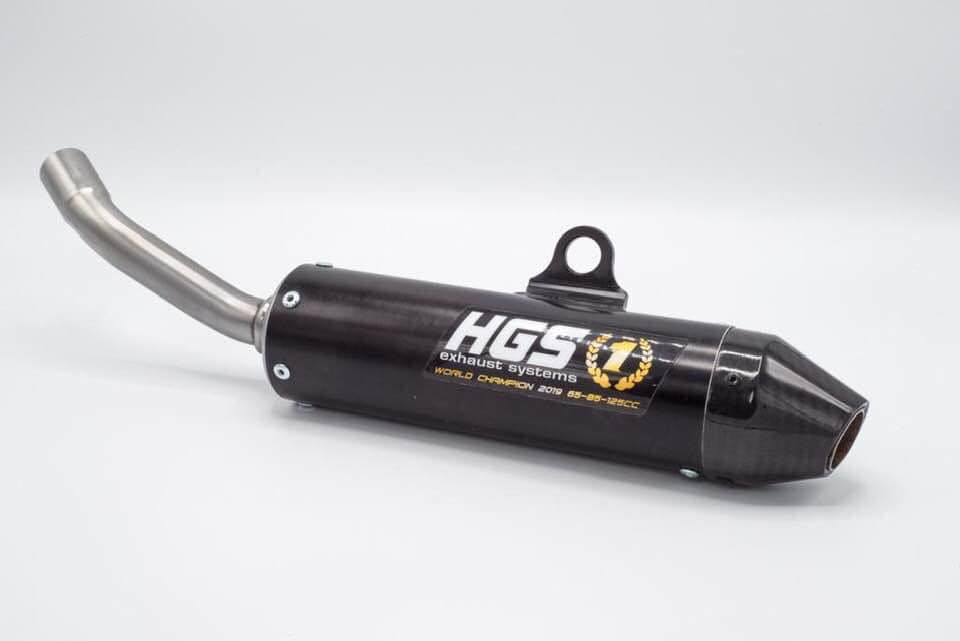 HGS Äänenvaimennin  2T Racing SX/TC85/MC85 25-.. Musta hiilikuitupäädyllä
