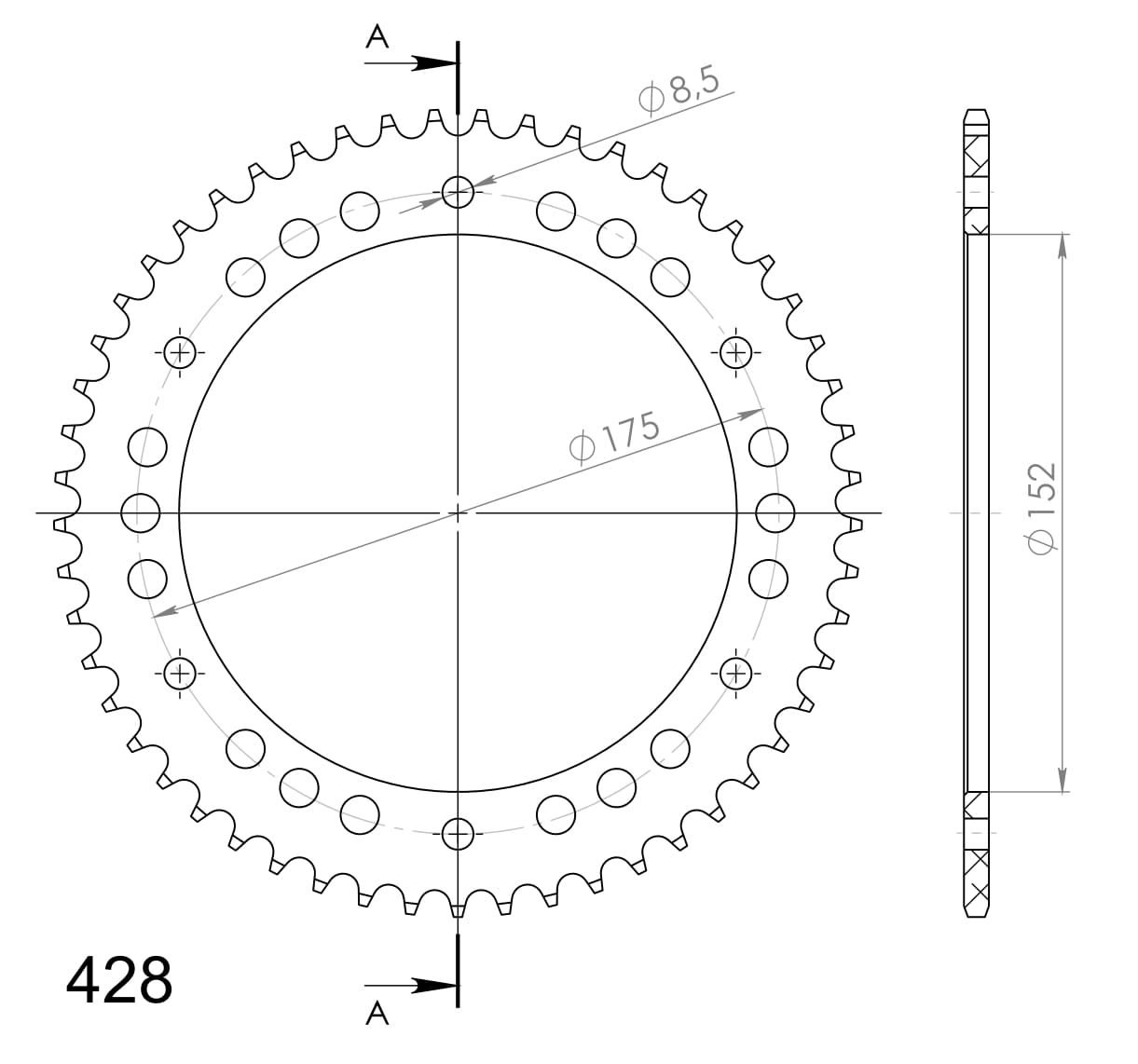 Supersprox Alu takaratas YA WR125 Punainen 53