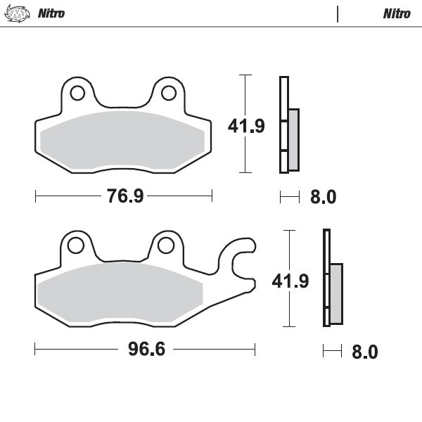 Moto-Master Brakepad Arctic Cat: DVX50/90, Kawasaki: KLF300/400, KVF650, KRF75