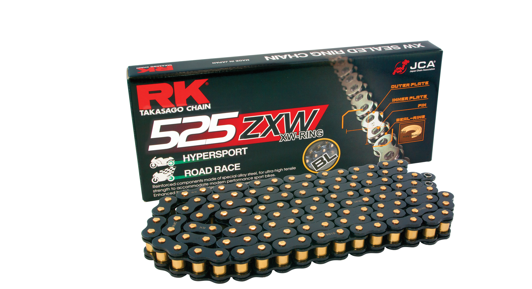 RK BL525 ZXW-rengasketju Black Scale