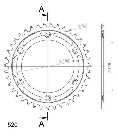 Supersprox Steel Rear sprocket KTM/Husqv./Husab. Black 39